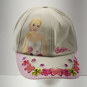 Barbie Pink and Cream Cap with Floral Embroidery